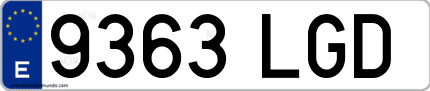 Ejemplo de matrícula de coche ordinaria 9363 LGD