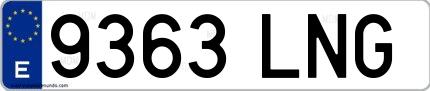 Ejemplo de matrícula española 9363 LNG