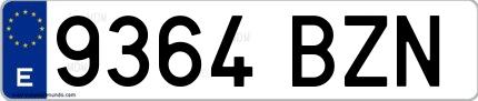 Ejemplo de matrícula española 9364 BZN