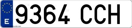 Ejemplo de matrícula española 9364 CCH