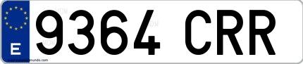 Ejemplo de matrícula española 9364 CRR