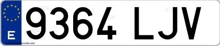 Ejemplo de matrícula española 9364 LJV