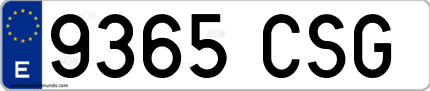 Ejemplo de matrícula de coche ordinaria 9365 CSG