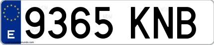 Ejemplo de matrícula española 9365 KNB