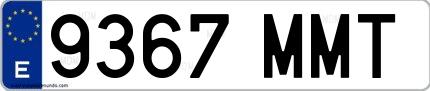 Ejemplo de matrícula española 9367 MMT