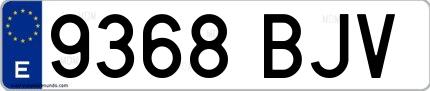 Ejemplo de matrícula española 9368 BJV