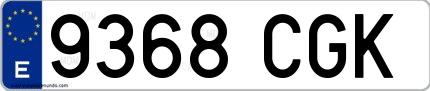 Ejemplo de matrícula española 9368 CGK