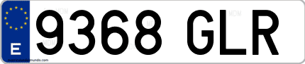 Ejemplo de matrícula de coche ordinaria 9368 GLR