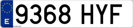 Ejemplo de matrícula española 9368 HYF