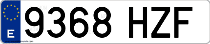 Ejemplo de matrícula de coche ordinaria 9368 HZF