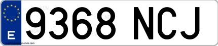 Ejemplo de matrícula española 9368 NCJ