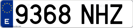 Ejemplo de matrícula de coche ordinaria 9368 NHZ