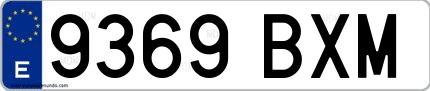 Ejemplo de matrícula española 9369 BXM