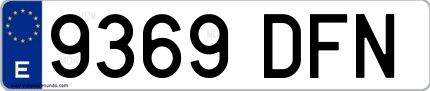 Ejemplo de matrícula española 9369 DFN