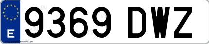 Ejemplo de matrícula española 9369 DWZ