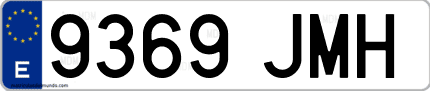 Ejemplo de matrícula de coche ordinaria 9369 JMH