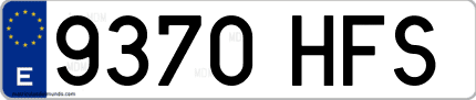 Ejemplo de matrícula de coche ordinaria 9370 HFS