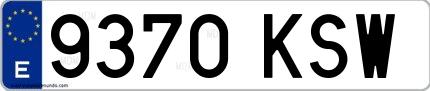 Ejemplo de matrícula española 9370 KSW
