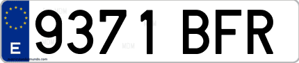 Ejemplo de matrícula de coche ordinaria 9371 BFR
