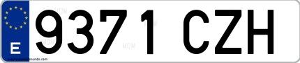 Ejemplo de matrícula española 9371 CZH