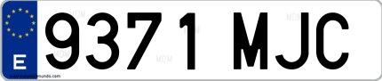 Ejemplo de matrícula española 9371 MJC
