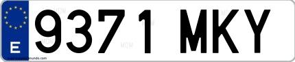 Ejemplo de matrícula española 9371 MKY