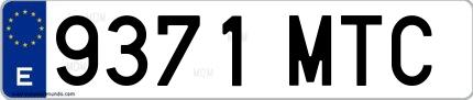 Ejemplo de matrícula española 9371 MTC