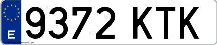 Ejemplo de matrícula española 9372 KTK