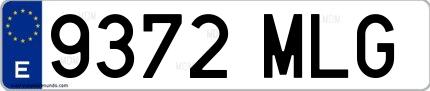 Ejemplo de matrícula española 9372 MLG