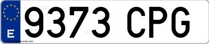 Ejemplo de matrícula española 9373 CPG