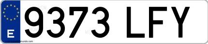 Ejemplo de matrícula española 9373 LFY