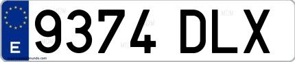 Ejemplo de matrícula española 9374 DLX