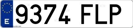 Ejemplo de matrícula española 9374 FLP