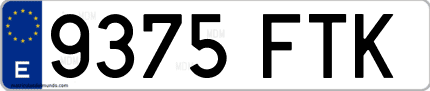 Ejemplo de matrícula de coche ordinaria 9375 FTK