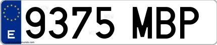 Ejemplo de matrícula española 9375 MBP