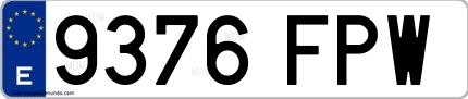 Ejemplo de matrícula española 9376 FPW