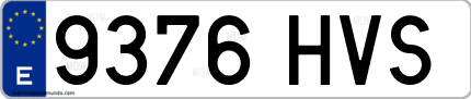 Ejemplo de matrícula de coche ordinaria 9376 HVS