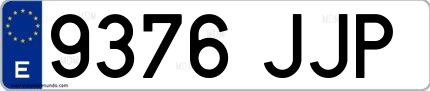 Ejemplo de matrícula española 9376 JJP