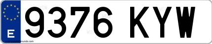 Ejemplo de matrícula española 9376 KYW