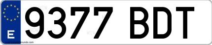 Ejemplo de matrícula española 9377 BDT