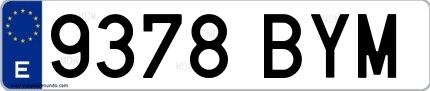 Ejemplo de matrícula española 9378 BYM