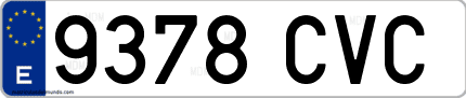 Ejemplo de matrícula de coche ordinaria 9378 CVC