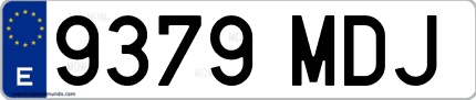Ejemplo de matrícula de coche ordinaria 9379 MDJ