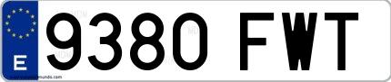 Ejemplo de matrícula española 9380 FWT