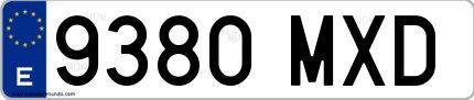 Ejemplo de matrícula española 9380 MXD