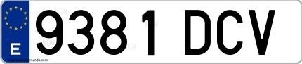 Ejemplo de matrícula española 9381 DCV