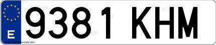 Ejemplo de matrícula española 9381 KHM