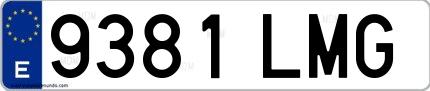 Ejemplo de matrícula española 9381 LMG