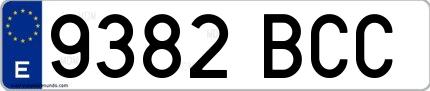 Ejemplo de matrícula española 9382 BCC