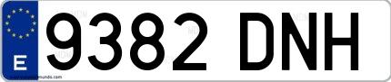 Ejemplo de matrícula española 9382 DNH
